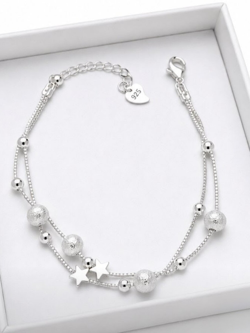925 Sterling Silver Chain Bracelet Moon And Star Bracelet